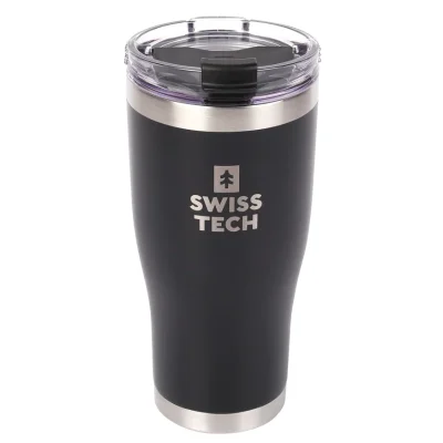 כוס שתייה תרמית 591 מ"ל עם פיית שתייה מבית SWISS+TECH - שחור