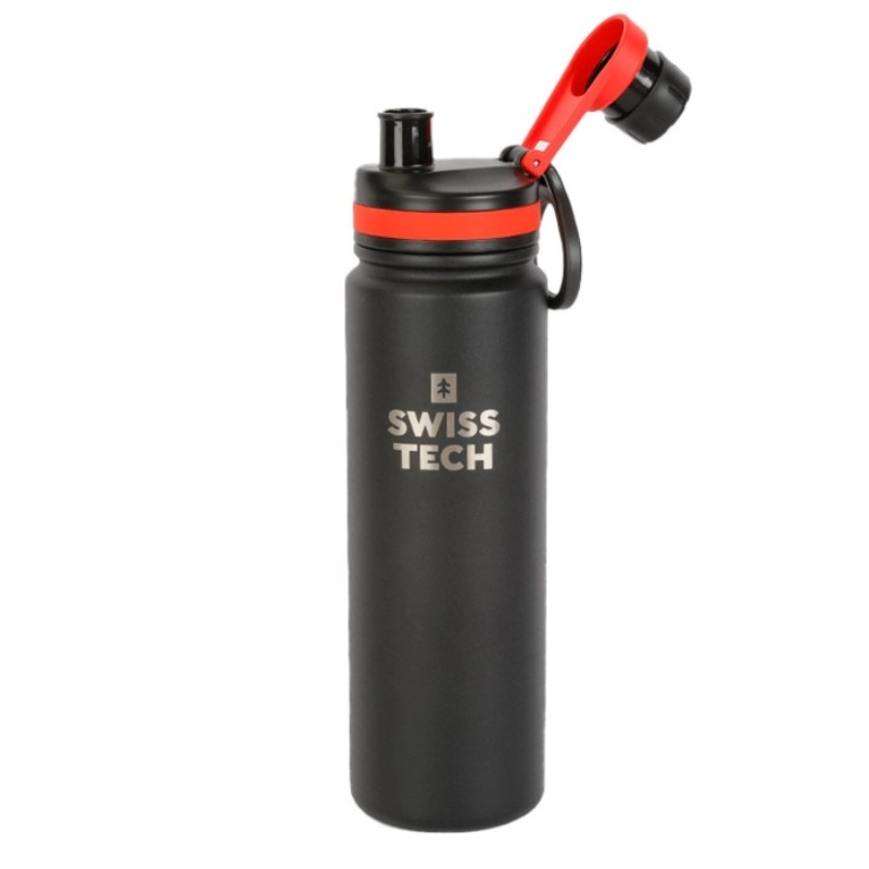 בקבוק שתייה תרמי 1 ליטר מבית SWISS+TECH - שחור