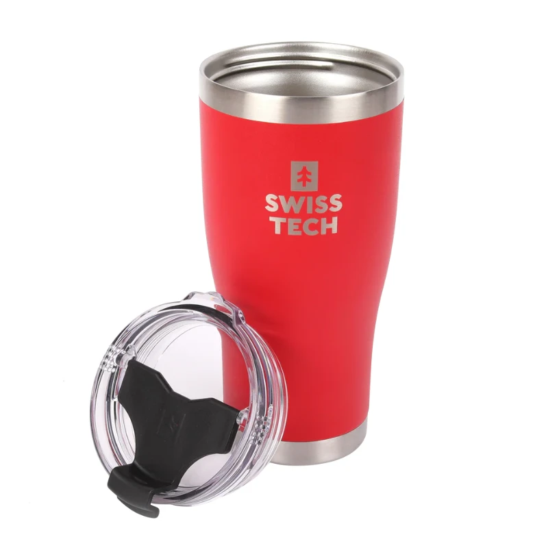 כוס שתייה תרמית 591 מ"ל עם פיית שתייה מבית SWISS+TECH - אדום