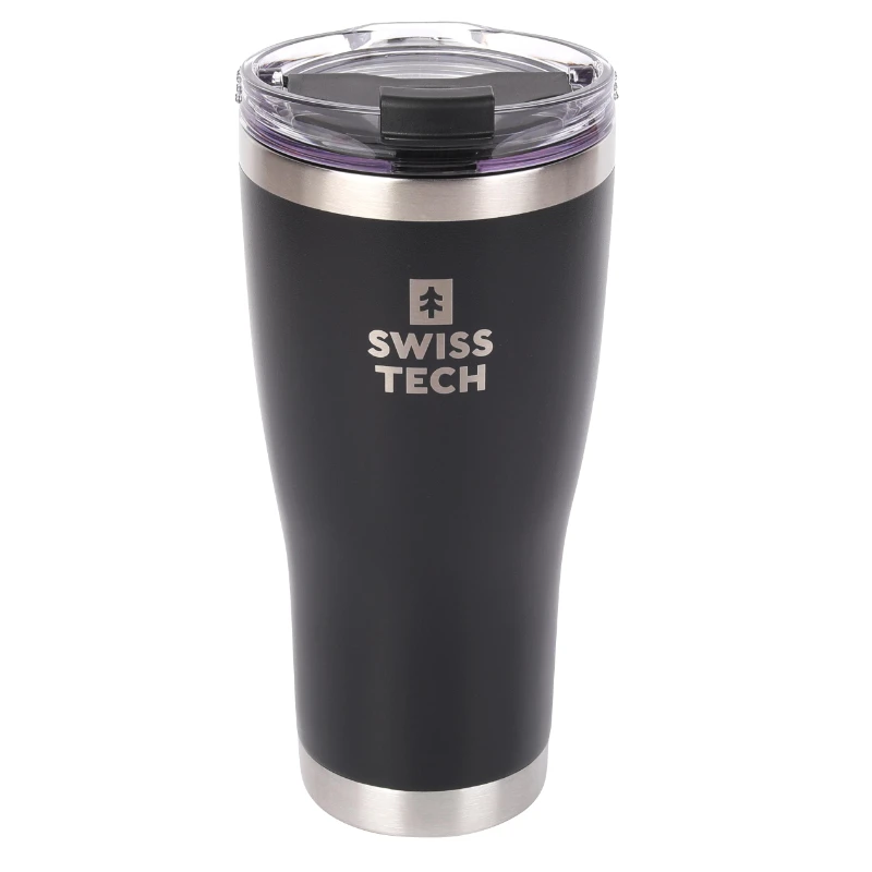 כוס שתייה תרמית 887 מ"ל עם פיית שתייה מבית SWISS+TECH - שחור