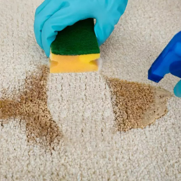 איש מנקה שטיח בעזרת החומר